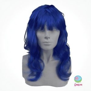 Peluca LARGA ONDULADA AZUL