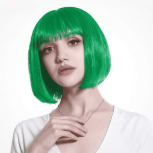peluca verde liso corto